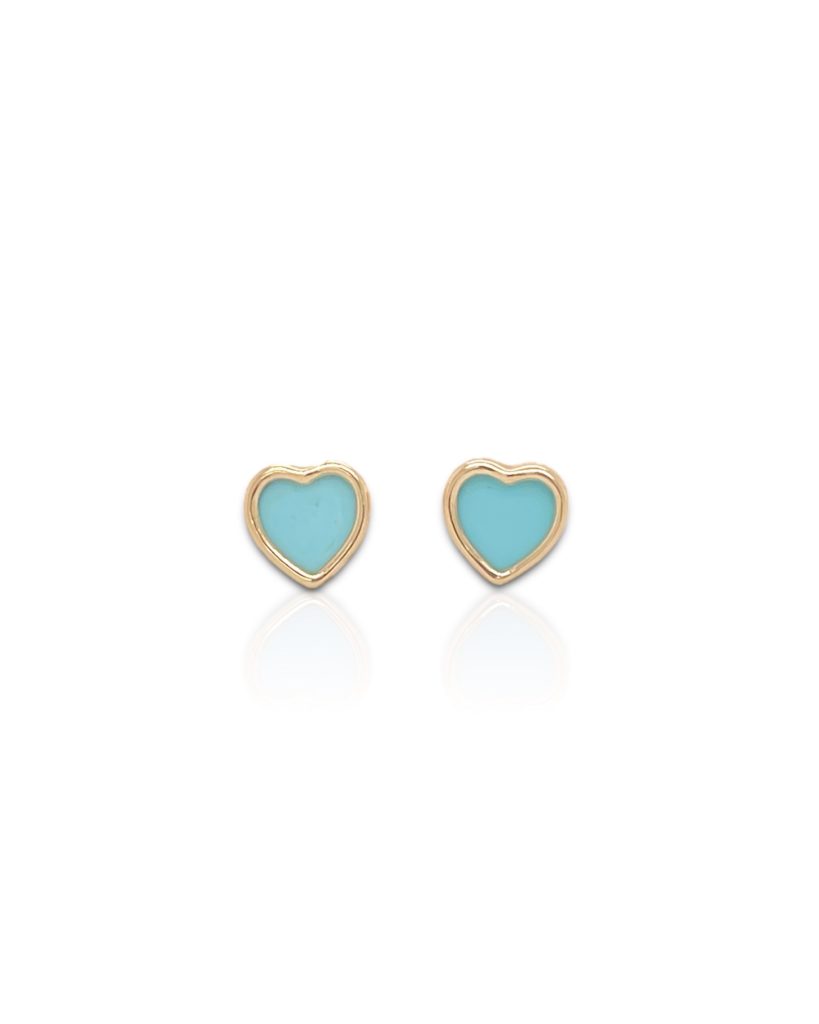 Aretes Corazon Enamel Turquesa Joyer A Petunia