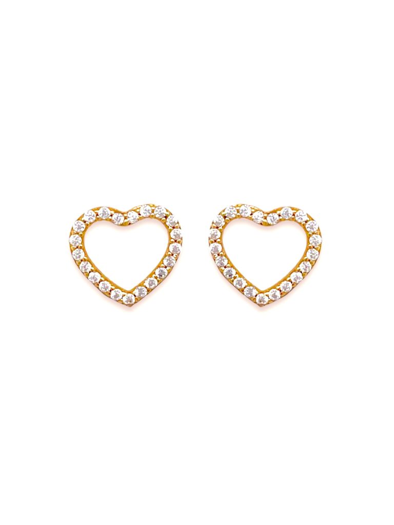 Aretes corazon calado cristal Joyería Petunia