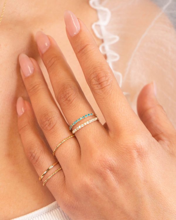 Anillo medio rivier verde - Imagen 4