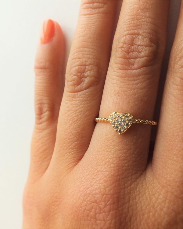 Anillo corazon blanco oro - Imagen 4