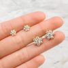 Aretes roseta oro 6 petalos