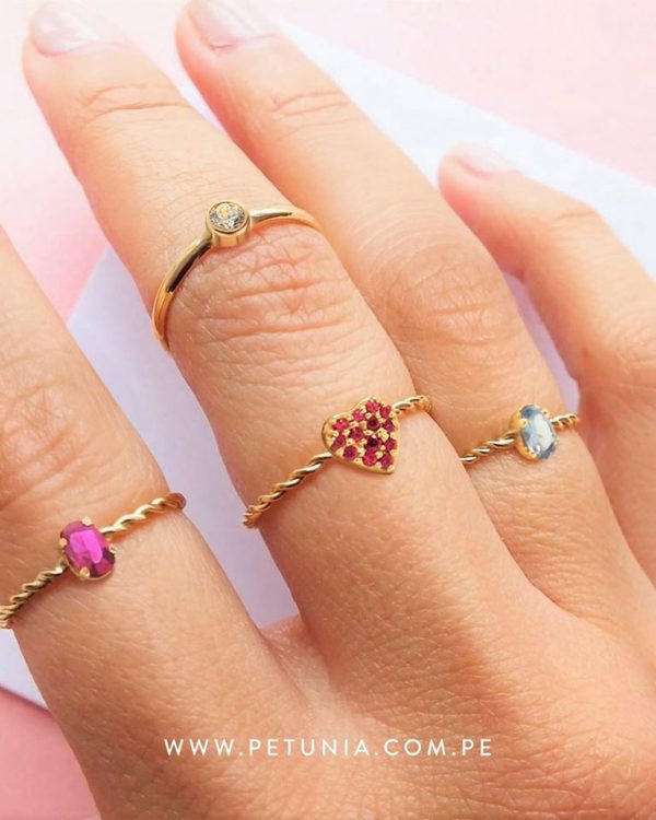 Anillo corazon rojo oro - Imagen 2