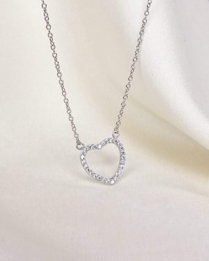 Cadena corazón calado plata