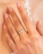 Anillo medio rivier verde - Imagen 4