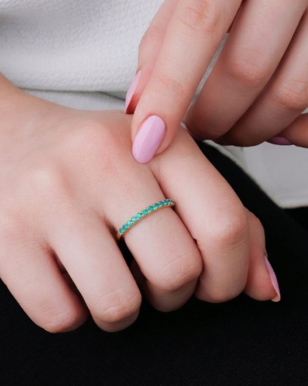 Anillo medio rivier verde - Imagen 3