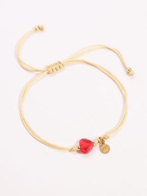 Pulsera Rubi beige corazon rojo