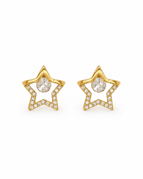 Aretes estrella cristal dorado