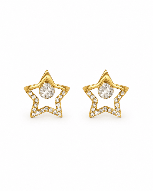 Aretes estrella cristal dorado
