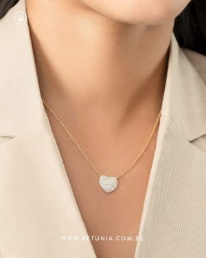 Cadena corazón completo dorado