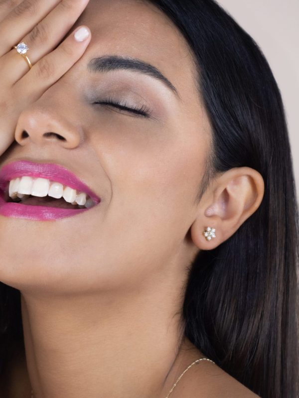 Aretes roseta oro 8 mm - Imagen 2