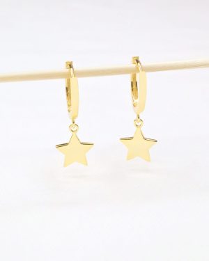 Argolla estrella colgante dorado