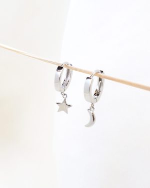 Argolla estrella y luna plata