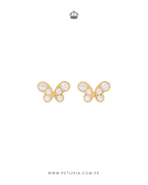 Aretes mariposa cristal dorado