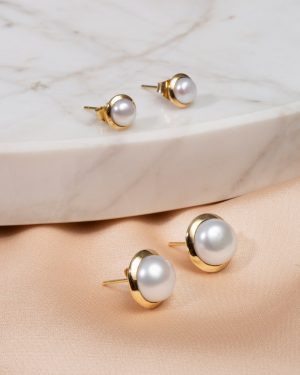 Aretes media perla oro