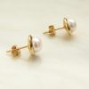 Aretes media perla oro