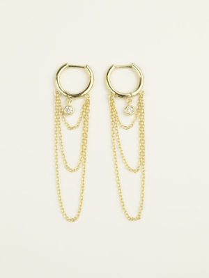 Argollas cadenas dorado cristal