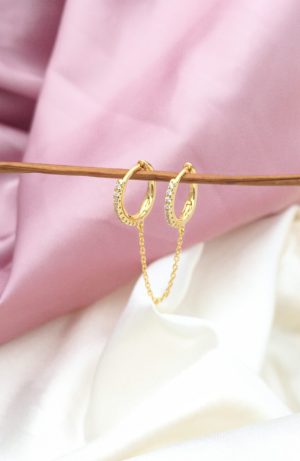 Piercing doble argolla cadena dorado