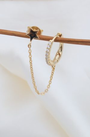 Piercing argolla estrella cadena dorado