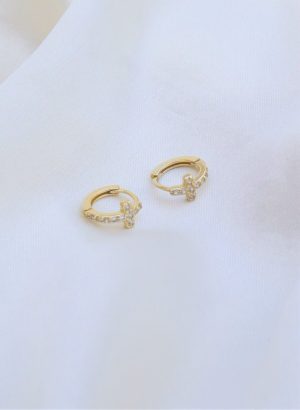 Argollas cruz mini cristal