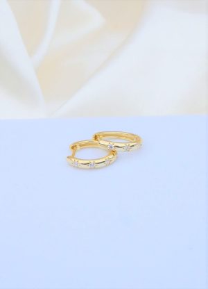 Argollas mini 3 cristales dorado