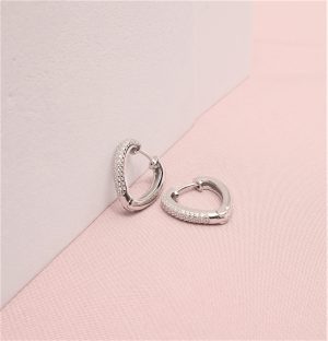 Aretes triangulo corazon plata