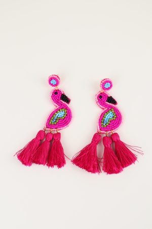Aretes Flamingo pom pom