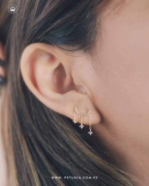 Aretes media luna chispa colgante