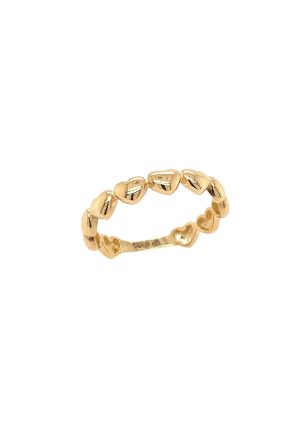 Anillo cintillo corazones oro