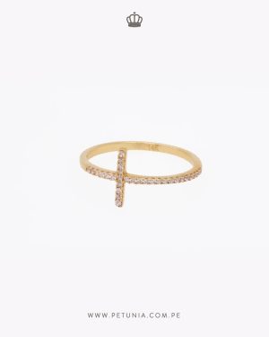 Anillo Cruz Flat Oro