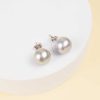 Aretes perla plata gris
