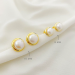 Aretes Media Perla dorado