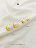 Aretes Media Perla dorado