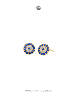 Aretes ojito cristal dorado