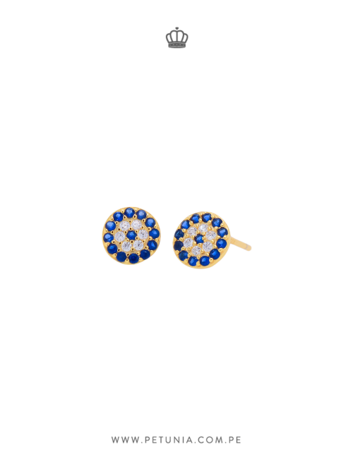 Aretes ojito cristal dorado