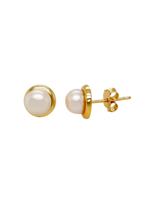 Aretes Media Perla dorado - Imagen 3
