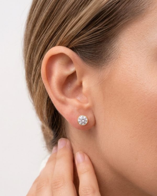 Aretes Solitario Bezel 6mm - Imagen 2