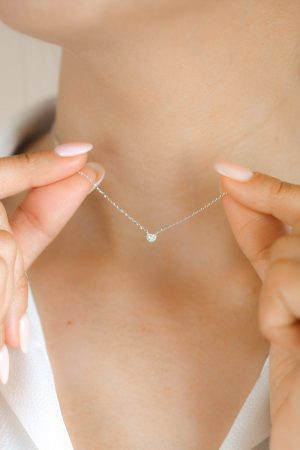 Cadena punto corazon diamantes