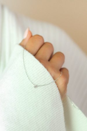 Cadena solitario diamante blanco