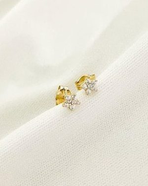 Aretes star petit cristal blanco