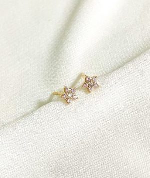Aretes star petit cristal rosa