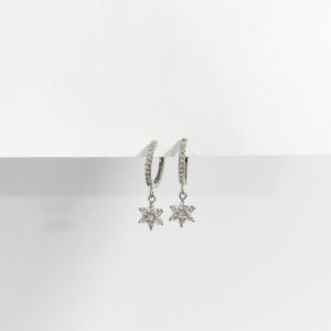 Argollas roseta colgante plata