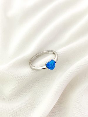Anillo opalo corazon plata
