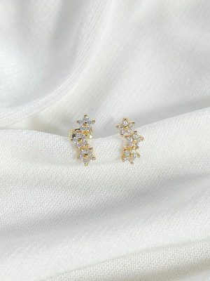 Aretes trio de flores amarillo