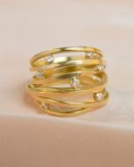 Anillo tejido diamantes