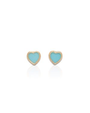 Aretes corazon enamel turquesa
