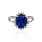 Anillo Diana azul oval