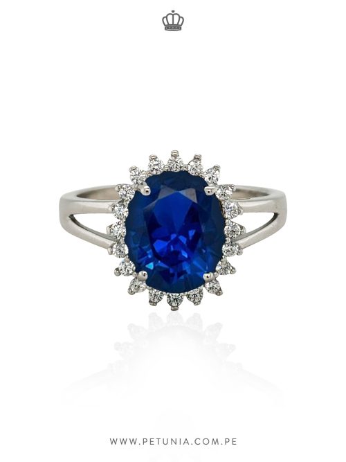 Anillo Diana azul oval