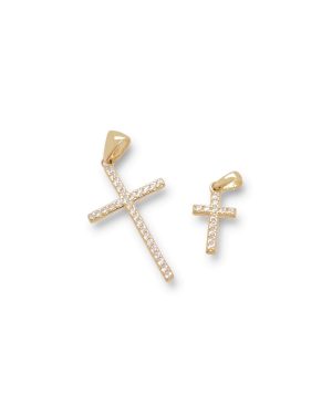 Dije cruz cristal oro
