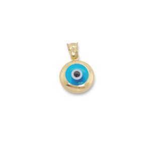 14k Solid Gold Evil Eye Tiny Pendant Charm - Dije Ojo Turco Pequeño En Oro