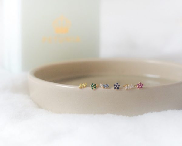 Arete triple baguette azul - Imagen 2